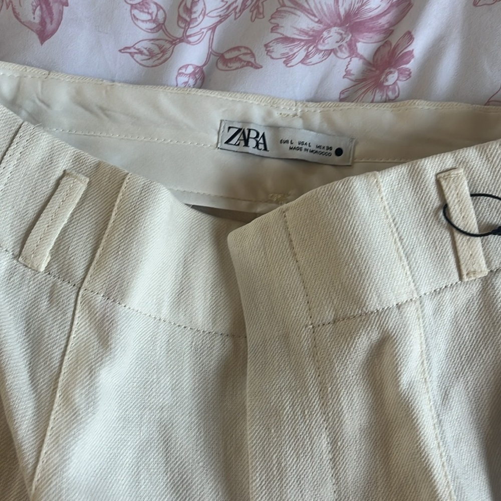 NWT ZARA Oyster White Linen Women's Pantsuit - Large - Picture 5 of 8